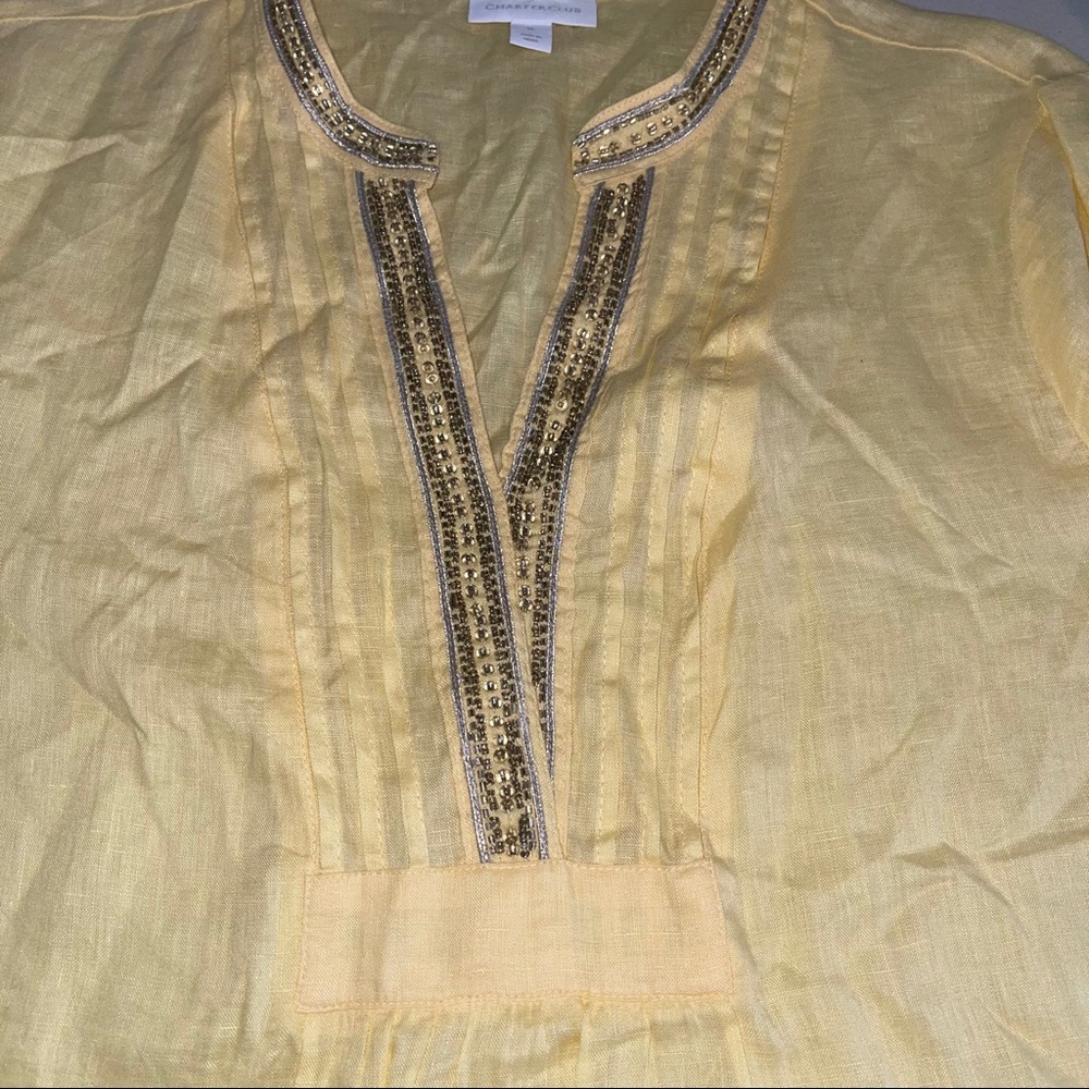 CHARTER CLUB LIGHT YELLOW 3/4 SLEEVE PULLOVER XL - Picture 6 of 7